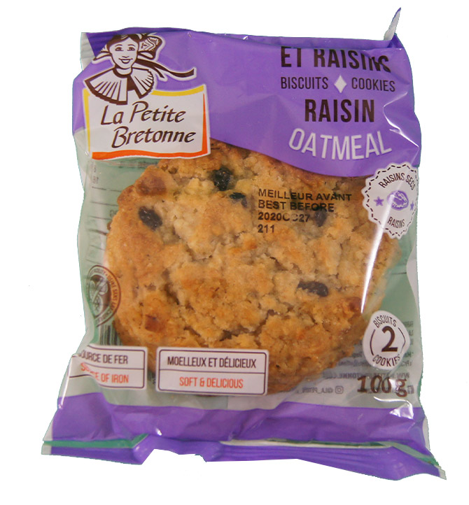 Biscuits avoine et raisins La petite bretonne 100g