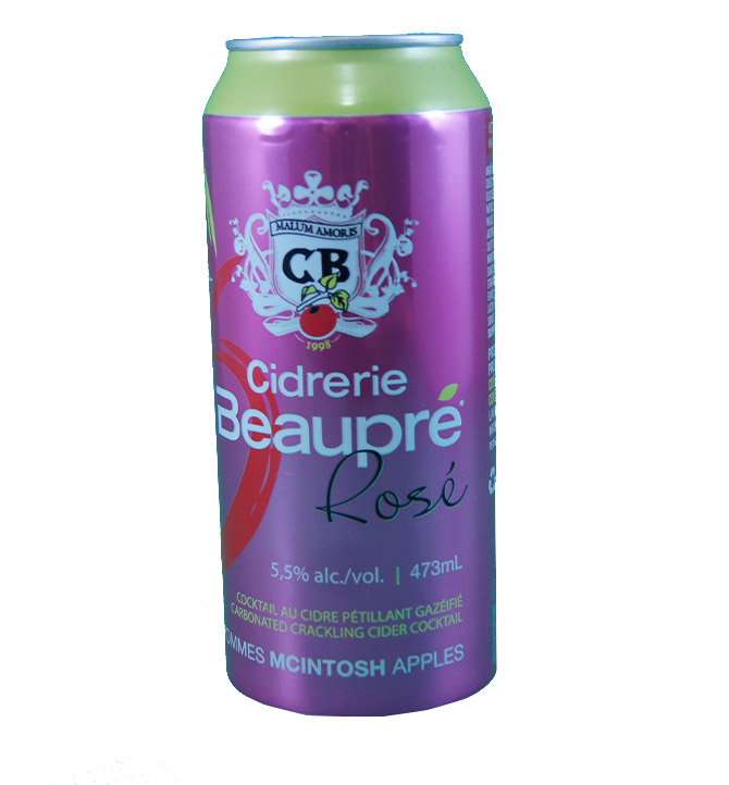 Cocktail au cidre pétillant gazéfié rosé Ciderie Beaupré 473ml 