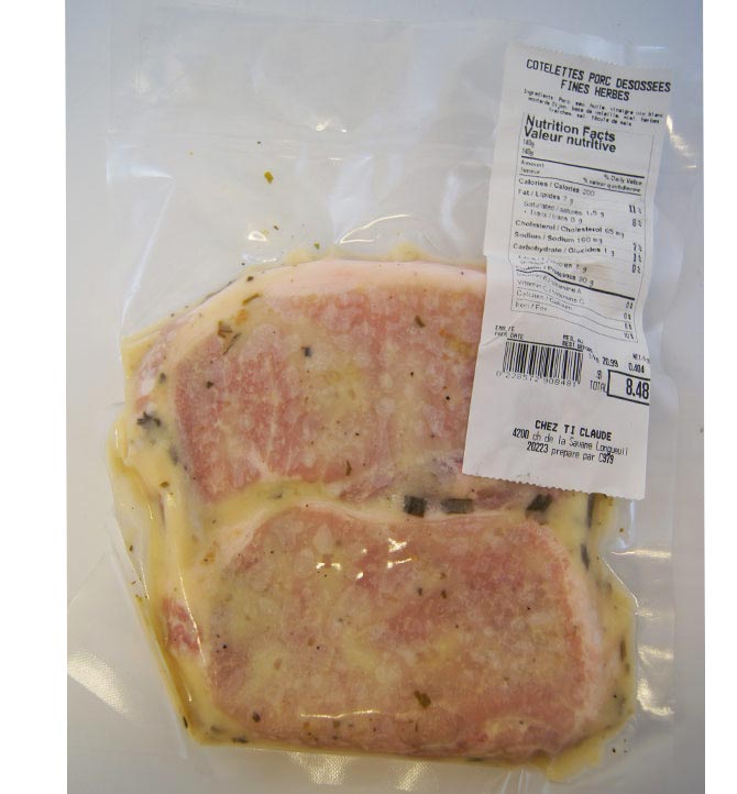Cotelettes de porc désosées fines herbes