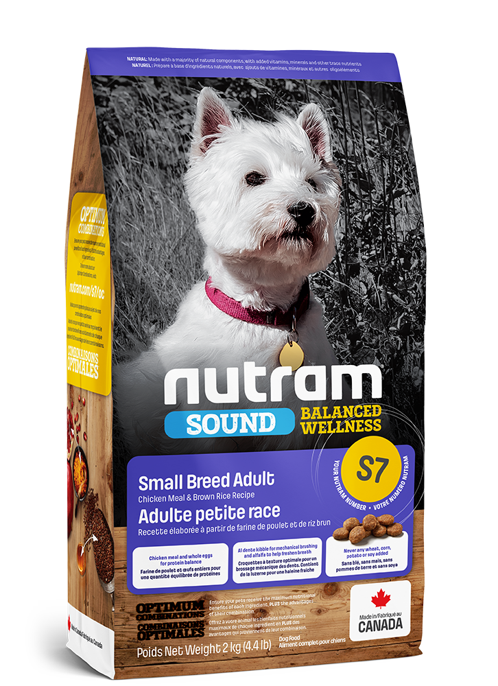 Nourriture Nutram pour chien petite race S7  poulet et riz brun