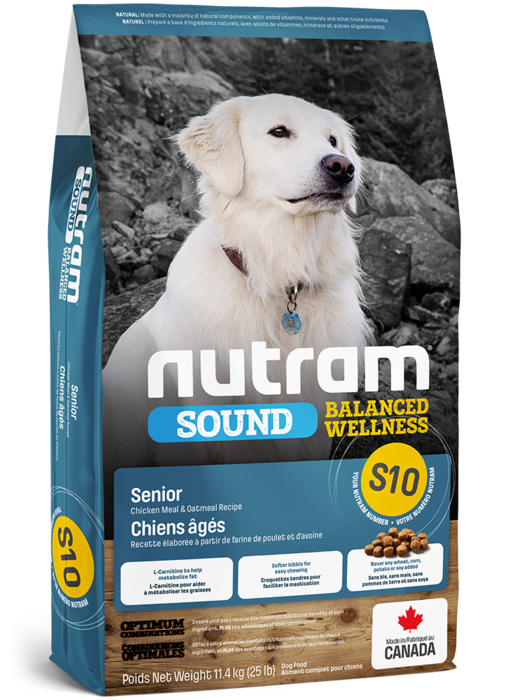 Nourriture pour chien sénior Nutram S10 poulet et avoine 25lbs