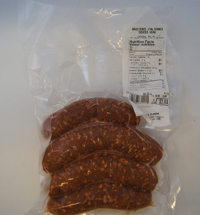 Saucisses italiennes douces veau